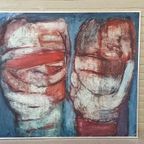 Vintage Origineel Schilderij, "dubbelportret", M.w. Hendeiks thumbnail 2