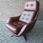 Vintage Draaifauteuil Swivel Chair Cognac Retro Draaistoel Overman Deense Fauteuil thumbnail 4