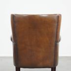 Subtiele, Comfortabele En In Goede Staat Verkerende Donkere Schapenleren Fauteuil Met Een Correct thumbnail 5