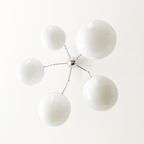 Vintage Cascade Hanglamp Chrome En Melkglazen Bollen, Bollamp, Eyeball Lamp thumbnail 5