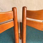 Twee Vintage Eetkamerstoelen Met Petrol Blauw Bekleding thumbnail 3
