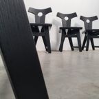 Brutalist Vintage Massief Eikenhouten Stoelen Jaren 60 Zwart thumbnail 5
