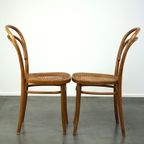 Leuke Set Van 2 Bruine Vintage Thonet/ Bistro Stoelen Met Gevlochten Zittingen thumbnail 3