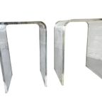 Set Van 2 Vintage Plexi Curved Bijzettafeltjes / Sidetables thumbnail 7
