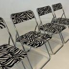 Set Of 4 Vintage Zebra Print Folding Chairs thumbnail 3