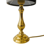 Hollywood Regency Vintage Tafellamp Messing Goud Grijs Velours thumbnail 3