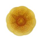 Ronde Amberkleurige Art Deco Fruitschaal Schaal Geperst Glas thumbnail 2