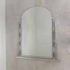 Art Deco Spiegel Met Geslepen Glas In Aluminium Lijst, Jaren 30 thumbnail 6