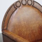 Prachtige, Karaktervolle En Unieke Luxe Schapenleren Art Deco Design Fauteuil/ Armchair thumbnail 11