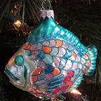 Een Schitterende Glazen Kerstbal “Kleurrijke Vis”, Turquoise thumbnail 3