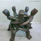 Bijzettafeltje Vintage Afrikaanse Kunst (5 Hoofden) thumbnail 2