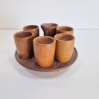 Set 6 Vintage Eierdopjes Teak Hout Denmark ’60 Mid Century thumbnail 4