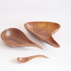 Vintage Organic Wooden Bowls, Set Of Three thumbnail 3