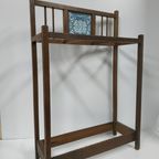 Antieke (Jugendstil) Houten Paraplubak (Handdoekhouder) thumbnail 4