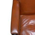 Cognac Kleurige Lederen Armzetel In Mahoniehout thumbnail 7