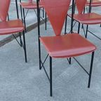 Set Van 8 Vintage Postmodern Leren Eetkamerstoelen thumbnail 8