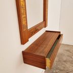 Mid-Century Teak And Copper Hallway Set With Mirror And Shelve, 1960S, Set Of 2 thumbnail 8