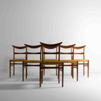 Set Van 6 Vintage Mid-Century Stoelen Met Unieke Gebogen Rug thumbnail 4