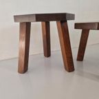 Massief Eiken Houten Brutalist Tafeltjes. thumbnail 7