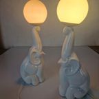 2 Vintage Olifant Lampen Art Deco Revival Keramiek. thumbnail 4