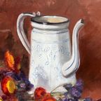 Marcel Van Den Plas (1939 - 2019). Stilleven Met Bloemen En Vruchten. thumbnail 5