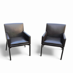 2 X Manet Minotti Arm Chairs 2004 / Dark Brown Leather / Chrome Height 83 thumbnail 5