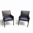 2 X Manet Minotti Arm Chairs 2004 / Dark Brown Leather / Chrome Height 83 thumbnail 8