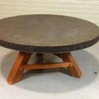 Vintage Brutalist Salontafel, Rond thumbnail 8