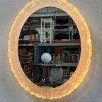 Grote Ovale Vintage 'Iceglass' Spiegel. Hillebrand, Duitsland 1970'S thumbnail 9