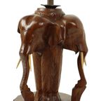 Grote Massief Teak Olifanten Lamp Vintage Tafellamp Sixties thumbnail 3