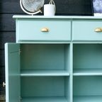 Prachtig Massief Grenen Houten Dressoir - Mintgroene Kleur thumbnail 9