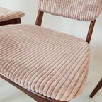 4 Roze Vintage Stoelen Teakhout Lichtroze Ribstof Nieuw thumbnail 7