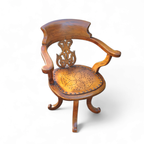 Victorian Swivel Walnut Armchair, England, Late 19th Century thumbnail 3