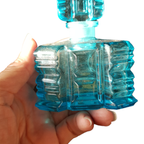 Vintage Parfumfles Art Deco Stijl Tsjechisch Blauw Glas thumbnail 6