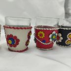 Vintage Shotglazen Boho Stijl Bloemenleer thumbnail 9