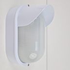 Vintage Simes Buitenlamp Wandlamp Metaal Glas ’80 Italy Wit thumbnail 7