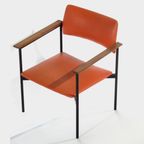 Vintage Fauteuil In Oranje Skaileer Met Houten Armleuningen, Jaren 60 thumbnail 6