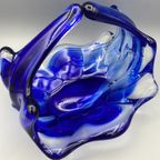 Vintage Glazen Schaal Mand 50's Blauw Lux Glass Faconne Main Austria thumbnail 5