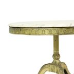 Mid Century Ronde Marmeren Salontafel Bijzettafel Messing thumbnail 3
