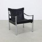 Lounge Chair In Leather And Chrome By Johanson Design Sweden, 1970S thumbnail 2