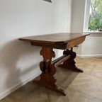 Antique German / Alpine Trestle Table With Drawer thumbnail 9