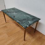 Vintage Hollywood Regency Messing Koffietafel Salontafel Met Marmer Blad thumbnail 4