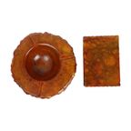 Italiaanse Rook Setje Oranje Handgesneden Albast Romano Bianchi Jaren 60 thumbnail 3