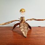 Messing Tafellamp Met Bloemen, Willy Daro, 1970 thumbnail 4