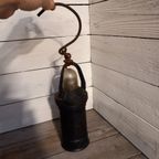 Oude Gietijzeren Industriele Mijnlamp / Potlamp. thumbnail 5