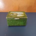 Antiek Groen Blikje Met Theekoepel thumbnail 6