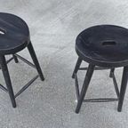 2 X Vintage Houten Kruk, P/p/s thumbnail 11