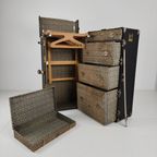 Antieke Belber Zwarte Leren Stoomkoffer Uit 1924 - Grote Reisgarderobe thumbnail 11