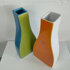 Unieke Groen Blauwe Bloemenvaas In Flesvorm thumbnail 9