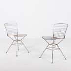 Pair Of Vintage Italian Design Architectural Steel Wire Chairs From 1970’s thumbnail 2